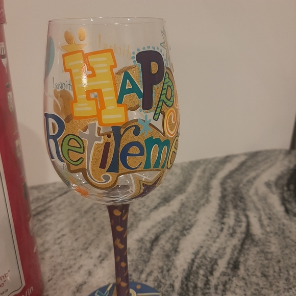 nwt LOLITA Happy Retirement Painted Wine Glass Gift - Picture 9 of 12